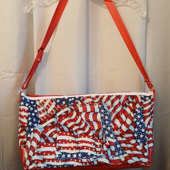 New Patriotic Stars & Stripes USA Sling Crossbody Purse Shoulder Bag Large 18x9x - Picture 9 of 14
